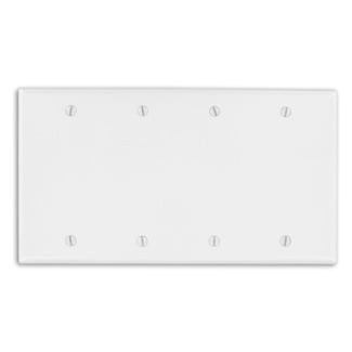 4-Gang No Device Blank Wallplate, Standard Size, Thermoset, Box Mount, White