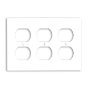 3-Gang Duplex Device Receptacle Wallplate, Standard Size, Thermoset, Device Mount, Ivory