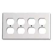 4-Gang Duplex Device Receptacle Wallplate, Thermoset, Device Mount, White