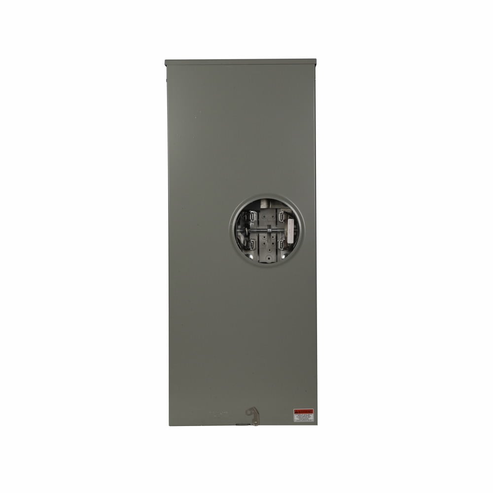 Eaton meter socket, 1-pos commercial or resi service, 320A, Over/under, 5x5 inch hub open, 3/8 inc stud, 4-jaw, 1-ph, 3/8 inch stud, Lever bypass, Gnd conn (#14-#2 Cu), Triplex, Side-wired, 3-wire, Ringless, 600 Vac