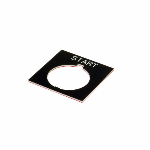 Eaton E34 pushbutton legend plate, E34 series, Square Legend Plate, Plastic, Black, Legend: E-STOP, 3/16 In high, Standard