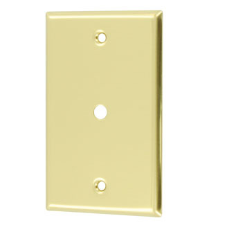 1-Gang Brass Metal Wallplate, Single Opening 0.312-Inch Diameter, Phone/Cable Hole, Box Mount, Polished Brass