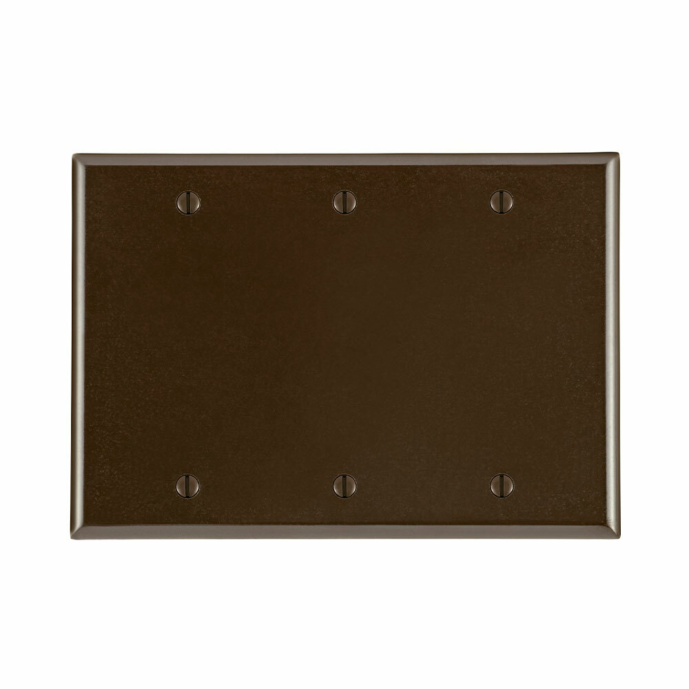 3-Gang No Device Blank Wallplate, Standard Size, Thermoset, Box Mount, Brown