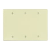3-Gang No Device Blank Wallplate, Standard Size, Thermoset, Box Mount, Ivory