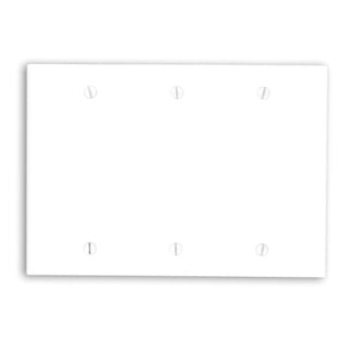 3-Gang No Device Blank Wallplate, Standard Size, Thermoset, Box Mount, White