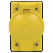 1-Gang Locking 1.60-Inch Diameter, Device Receptacle Wallplate, Weather-Resistant, Thermoplastic Glass-Filled, FS Box Mount, Vertical Self Closing Lid, Yellow