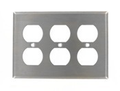 3-Gang Duplex Device Receptacle Wallplate, Device Mount, Stainless Steel