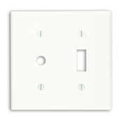 2-Gang 1-Toggle 1-Telephone/Cable .406 Device Combination Wallplate, Thermoset, Strap Mount, Ivory