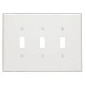 3-Gang Toggle Device Switch Wallplate, Oversized, Thermoset, Device Mount, White