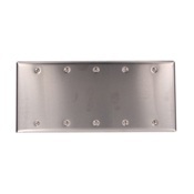 5-Gang No Device Blank Wallplate, Box Mount, Standard Size, Stainless Steel