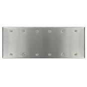 6-Gang No Device Blank Wallplate, Standard Size, Box Mount, Stainless Steel