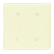 2-Gang No Device Blank Wallplate, Thermoset, Strap Mount, Ivory