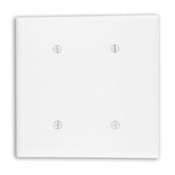 2-Gang No Device Blank Wallplate, Thermoset, Strap Mount, White