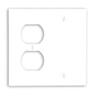 2-Gang 1-Duplex 1-Blank Device Combination Wallplate, Standard Size, Thermoset, Box Mount, White