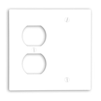 2-Gang 1-Duplex 1-Blank Device Combination Wallplate, Standard Size, Thermoset, Box Mount, White
