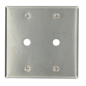 2-Gang .406-Inch Hole Device Telephone/Cable Wallplate, Standard Size, Box Mount, Stainless Steel