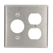 2-Gang 1-Duplex 1-Single 1.406-Inch Diameter, Device Combination Wallplate, Device Mount, Stainless Steel