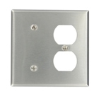 2-Gang 1-Duplex 1-Blank Device Combination Wallplate, Standard Size, Strap Mount, Stainless Steel