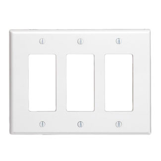 3-Gang Decora/GFCI Device Decora Wallplate, White
