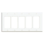 5-Gang Decora/GFCI Device Decora Wallplate, Standard Size, Thermoset, Device Mount, Black