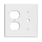 2-Gang 1-Duplex 1-Telephone/Cable .406 Device Combination Wallplate, Thermoset, Strap Mount, Ivory