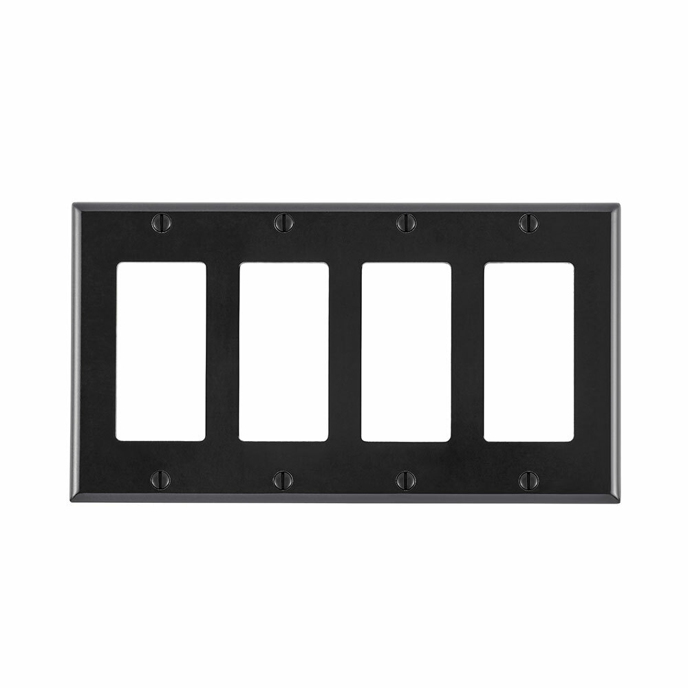 4-Gang Decora/GFCI Device Decora Wallplate, Standard Size, Thermoset, Device Mount, Black