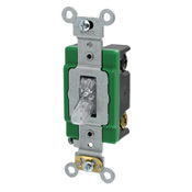 30 Amp, 120 Volt, Toggle Pilot Light, Illuminated On, Double-Pole AC Quiet Switch, Extra Heavy Duty Grade, Self Grounding, Back and Side Wired, Clear