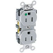 15-Amp, 125 Volt, Extra Heavy Duty Hospital Grade, Duplex Receptacle, Tamper-Resistant, Straight Blade, Self Grounding, Ivory