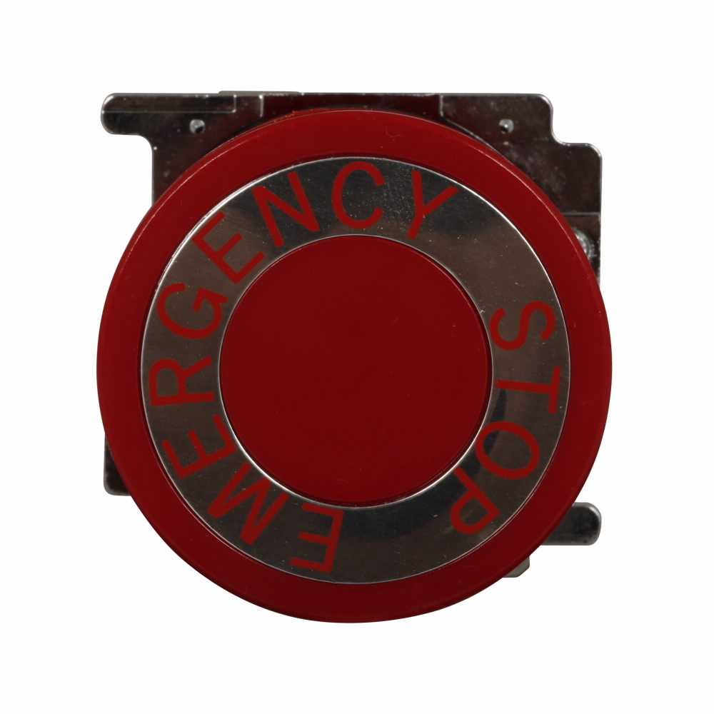 Eaton 10250T pushbutton, 10250T, 30.5 mm, Heavy-Duty, 40 mm, NEMA 3, 3R, 4, 4X, 12, 13, Non-illuminated, Plastic bus, Emergency stop, 1NC, Two position, Maintained push and pull, Standard, Red actuator