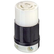 20 Amp, 125/250 Volt, Locking Connector, Industrial Grade, Non-Grounding, Black-White