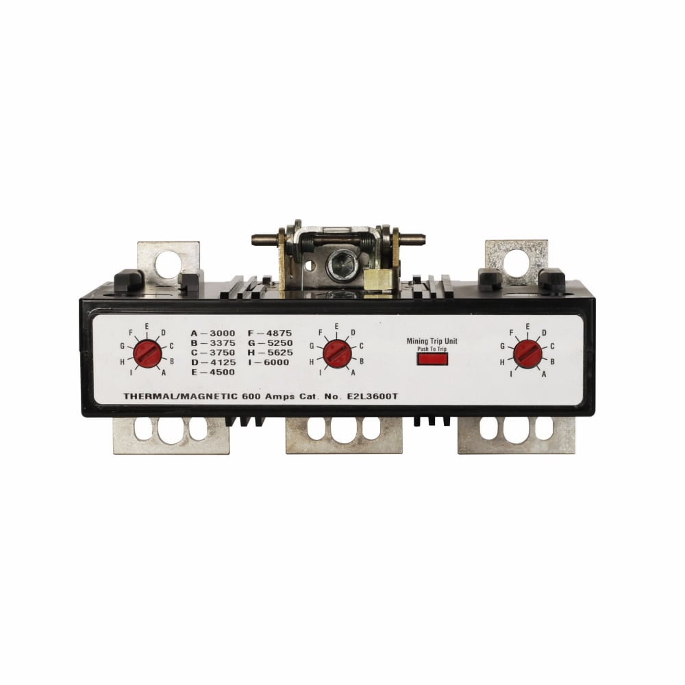 Eaton E2 mining complete molded case circuit breaker, L-frame, E2L, Complete breaker, Interchangeable thermal-magnetic trip, 2000-4000A trip rating, Three-pole, 400A, 600 Vac, 250 Vdc, Without terminals, Mining