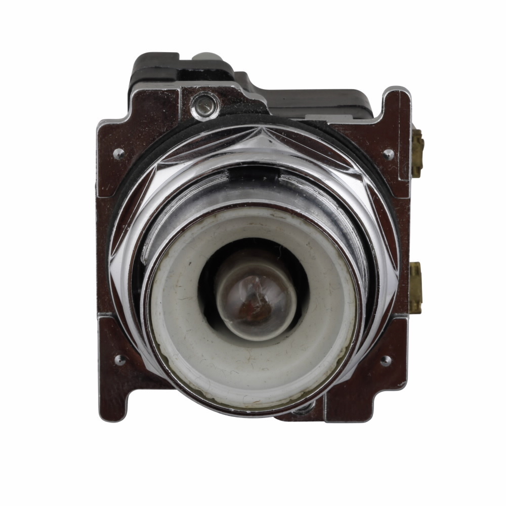 Eaton 10250T pushbutton, 10250T, 30.5 mm, Heavy-Duty, NEMA 3, 3R, 4, 4X, 12, 13, Illuminated, Momentary, LED, transformer light unit, Flush, 24 Vac light unit, Chrome bezel, Bayonet base