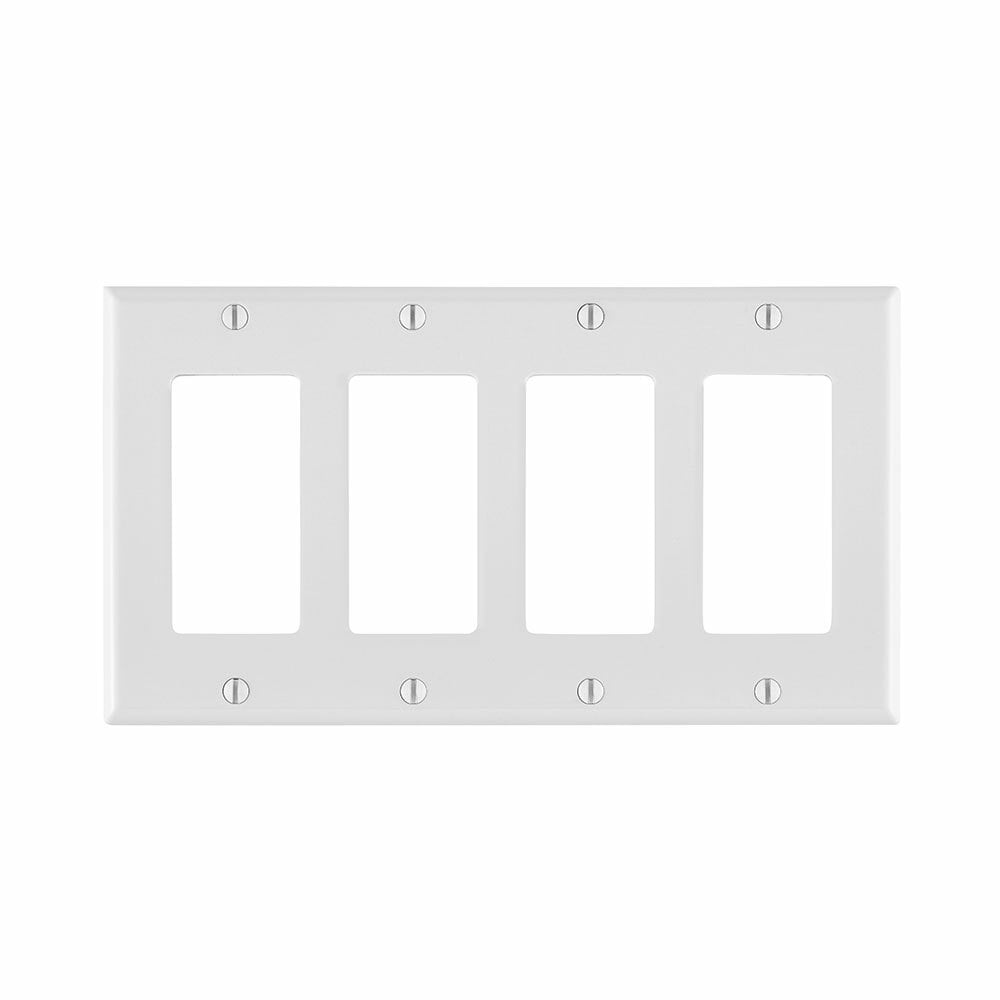 4-Gang Decora/GFCI Device Decora Wallplate, Standard Size, Thermoplastic Nylon, Device Mount, White