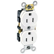 15 Amp, 125 Volt, Industrial Heavy Duty Grade, Duplex Receptacle, Straight Blade, Self Grounding, White