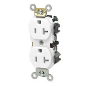 20 Amp, 125 Volt, Industrial Heavy Duty Grade, Duplex Receptacle, Straight Blade, Self Grounding, White