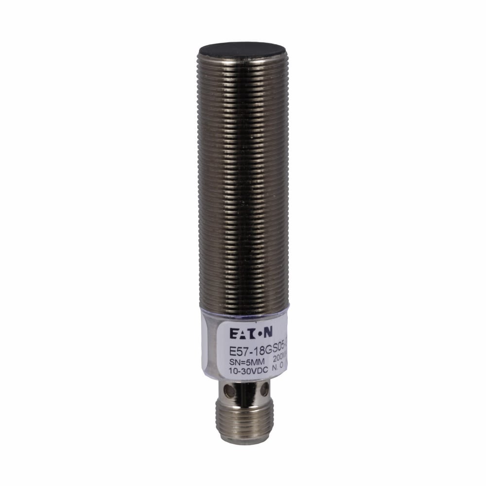 Eaton Inductive Global Proximity Sensor, E57, Straight, Shielded, Output ON, M12, 100 mA at 10-30 Vdc, 4 pin, <2.0% sensing range, 2-wire DC, NO, 10-30 Vdc