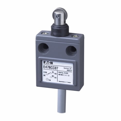 Compact Limit Switch, E47, Roller plunger, Cable, 9.8 ft, 5A at 250 Vac, 4A at 30 Vdc, PVC, 1-SPDT (Form C)