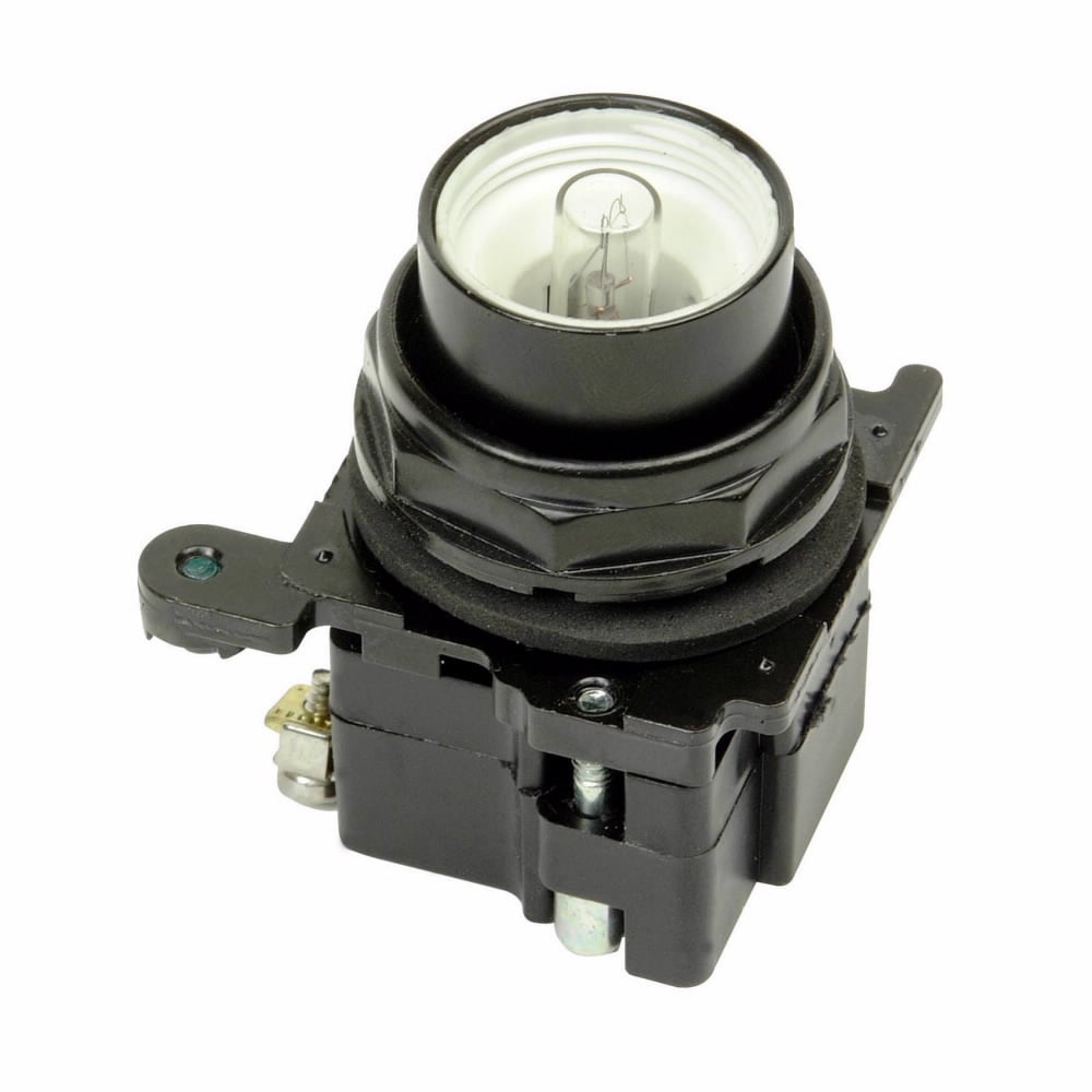 Eaton E34 pushbutton, Green, Corrosion Resistant Assembled Indicating Light, Standard actuator, LED, Transformer, NEMA 3, 3R, 4, 4X, 12, 13, 6 Vac/dc, Bayonet base, Green, Plastic, 6 Vac/dc