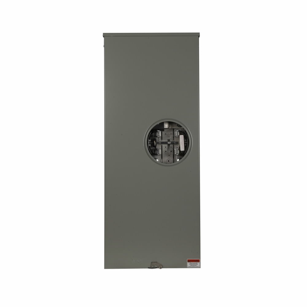Eaton meter socket, 1-pos commercial or resi service, 320A, Over/under, 5x5 inch hub cover plate, 3/8 inch stud, 4-jaw, 1-ph, 3/8 inch stud, Lever bypass, Gnd conn (#14-#2 Cu), Triplex, Side-wired, 3-wire, Ringless, 600 Vac