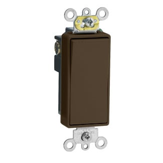 15 Amp, 120/277 Volt, Decora Plus Rocker Single-Pole AC Quiet Switch, Commercial Grade, Brown