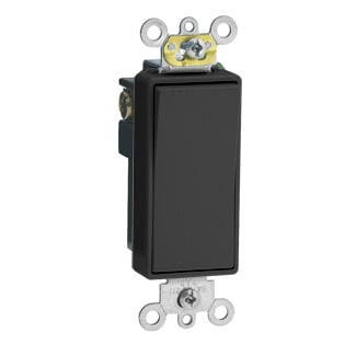 15 Amp, 120/277 Volt, Decora Plus Rocker Single-Pole AC Quiet Switch, Commercial Grade, Black