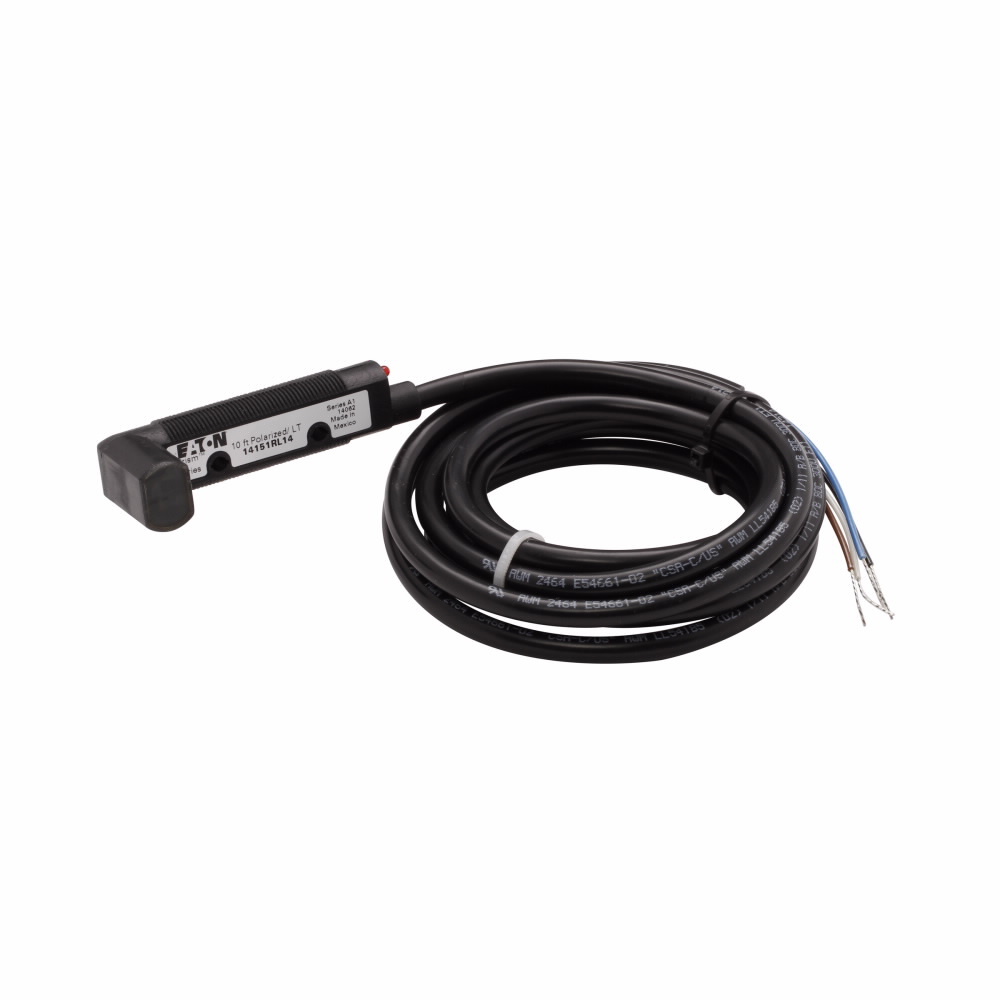 Eaton OEM Prism 18mm tubular photoelectric sensor, Polarized Retroreflective, Right, Light, Output ON, 6.6 ft, 80 mA AC/100 mA DC at 20-132V, PVC, Isolated SSR, 20-132 Vac 50/60 Hz, 15-30 Vdc