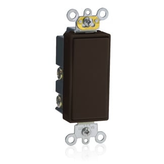 15 Amp, 120/277 Volt, Decora Plus Rocker Double-Throw Ctr-OFF Momentary Contact Single-Pole AC Quiet Switch, Commercial Grade, Self Grounding, Back & Side Wired, - Brown