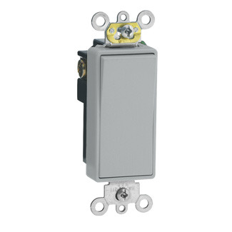 15 Amp, 120/277 Volt, Decora Plus Rocker Single-Pole AC Quiet Switch, Commercial Grade, Gray