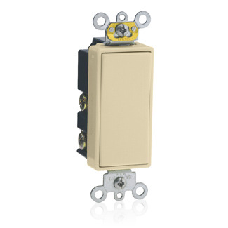 15 Amp, 120/277 Volt AC Decora Plus Rocker, Single-Pole, Double Throw, Center OFF, Commercial Grade, Self Grounding, Ivory