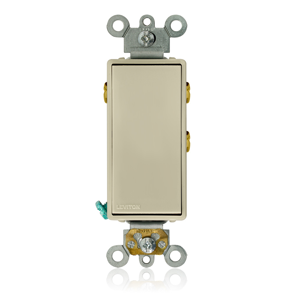 15 Amp, 120/277 Volt, Decora Plus Rocker, Single-Pole Double Throw, Center Off, Maintained Contact, Ivory