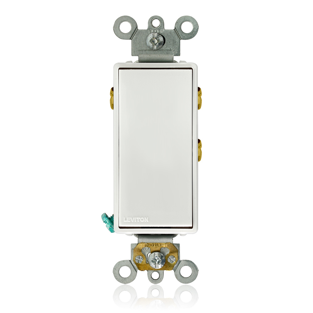 15 Amp, 120/277 Volt, Decora Plus Rocker, Single-Pole Double Throw, Center Off, Maintained Contact, White
