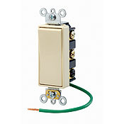 15 Amp, 120/277 Volt, Decora Plus Rocker, Double-Pole Double Throw, Center Off, Maintained Contact, Ivory