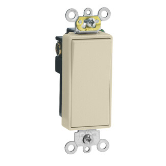15 Amp, 120/277 Volt, Decora Plus Rocker Single-Pole AC Quiet Switch, Commercial Grade, Ivory