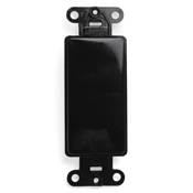 Decora plastic adapter plate, Blank - No hole, with-ears, and two mounting screws. Black